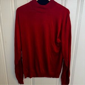 Cullen men’s L red mock turtleneck sweater silk blend fall holiday grandpa club